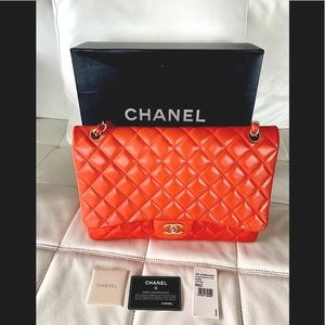 AUTHENTIC Chanel single flap Jumbo - light red